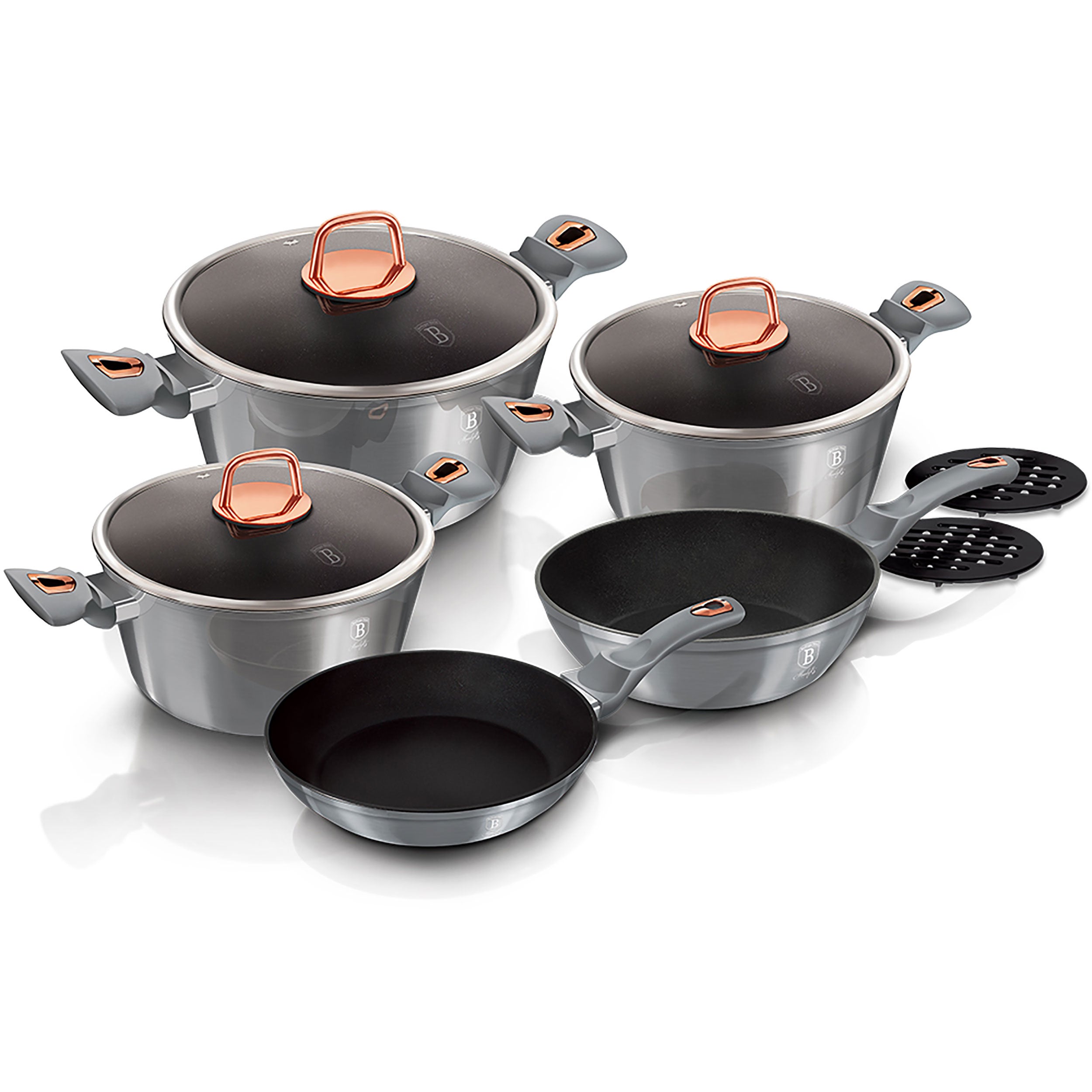 Mixler Cook Set Pentole 10 Pezzi: Alluminio Forgiato Antiaderente Bronzo, Adatto A Tutte Le Fonti Di Calore - 2