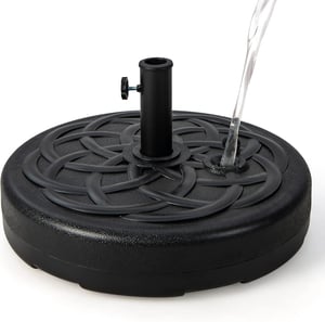Support de Base de Parasol Rond Remplissable de 56 cm, Support de Parasol de Terrasse Rempli D'eau et de Sable,Poteaux de 3,8 cm et 4,8 cm,Noir