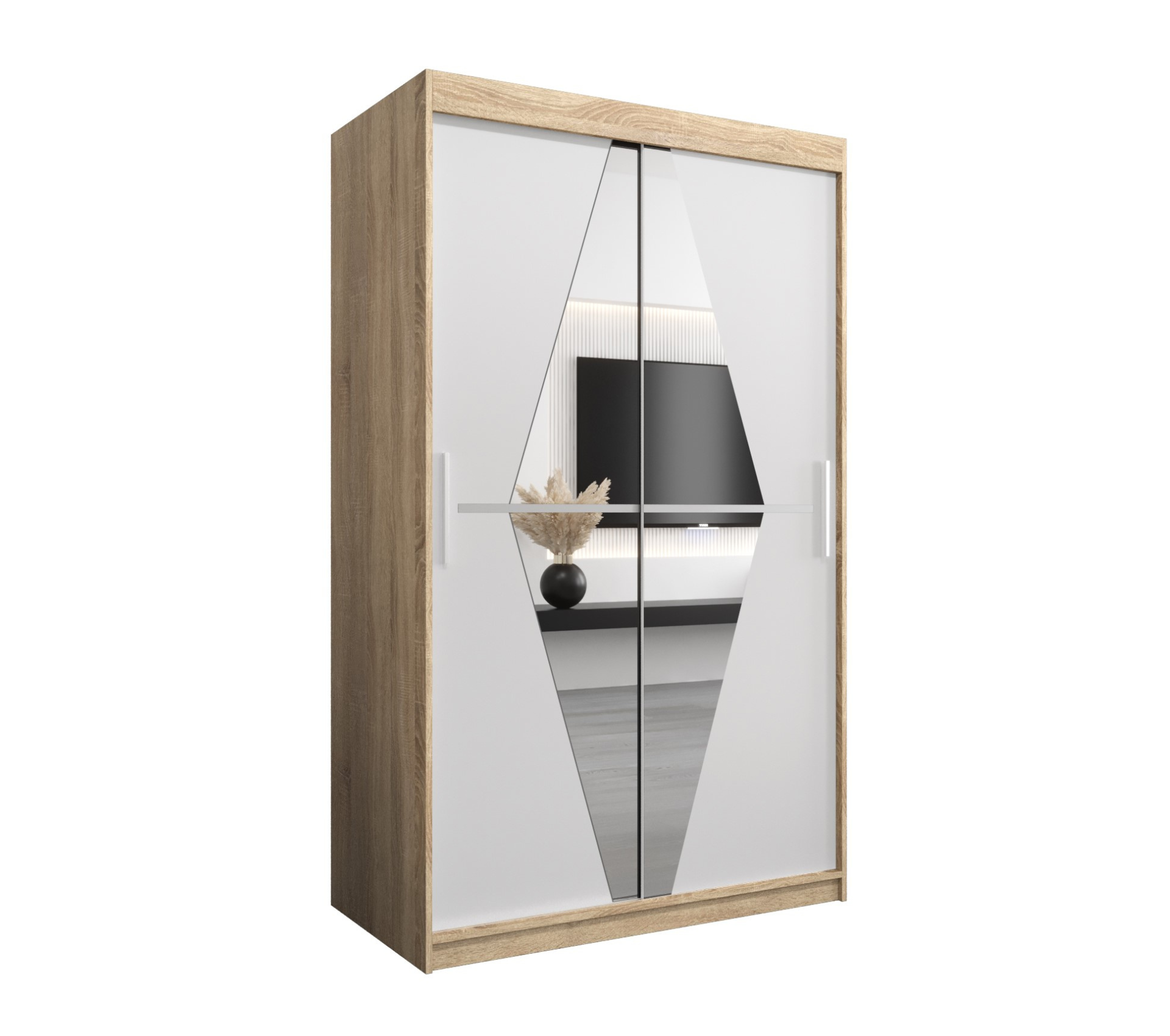 Szafa przesuwna garderoba BOLIWIA 120 x 62 x 200 cm Sonoma + Biały - Abiks Meble