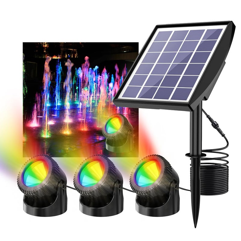 Solarna lampa RGB do oczka wodnego, 12 trybów oświetlenia, oświetlenie podwodne, wodoszczelność IP68, odpowiednia do akwariów i zbiorników (3 lampy)