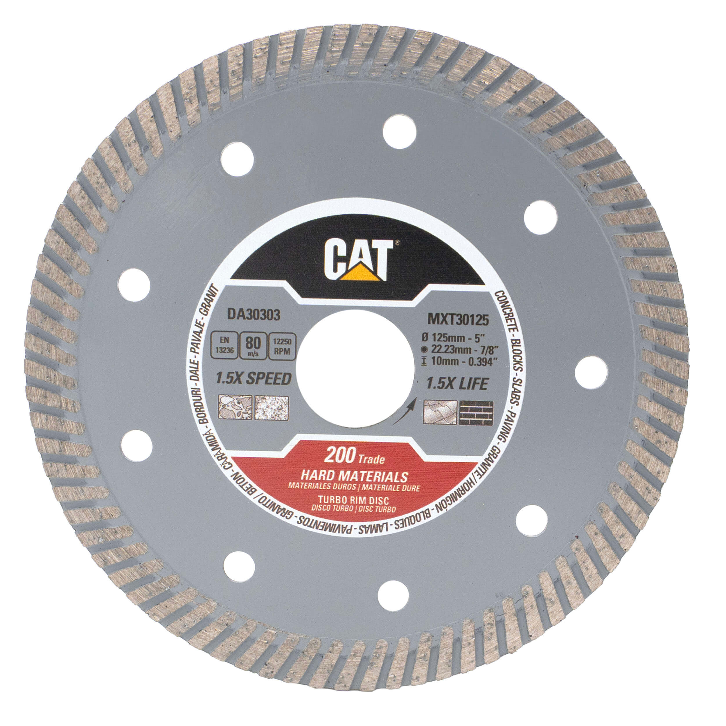 Disc diamantat CAT turbo pentru materiale dure, 125 mm, 200 TRADE, Model DA30303