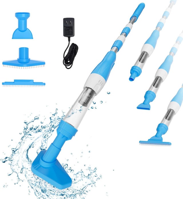 3 en 1 Aspirateur de Piscine sans Fil, Nettoyeur de Piscine à Batterie Rechargeable avec Fonction de brossage et d'essuyage