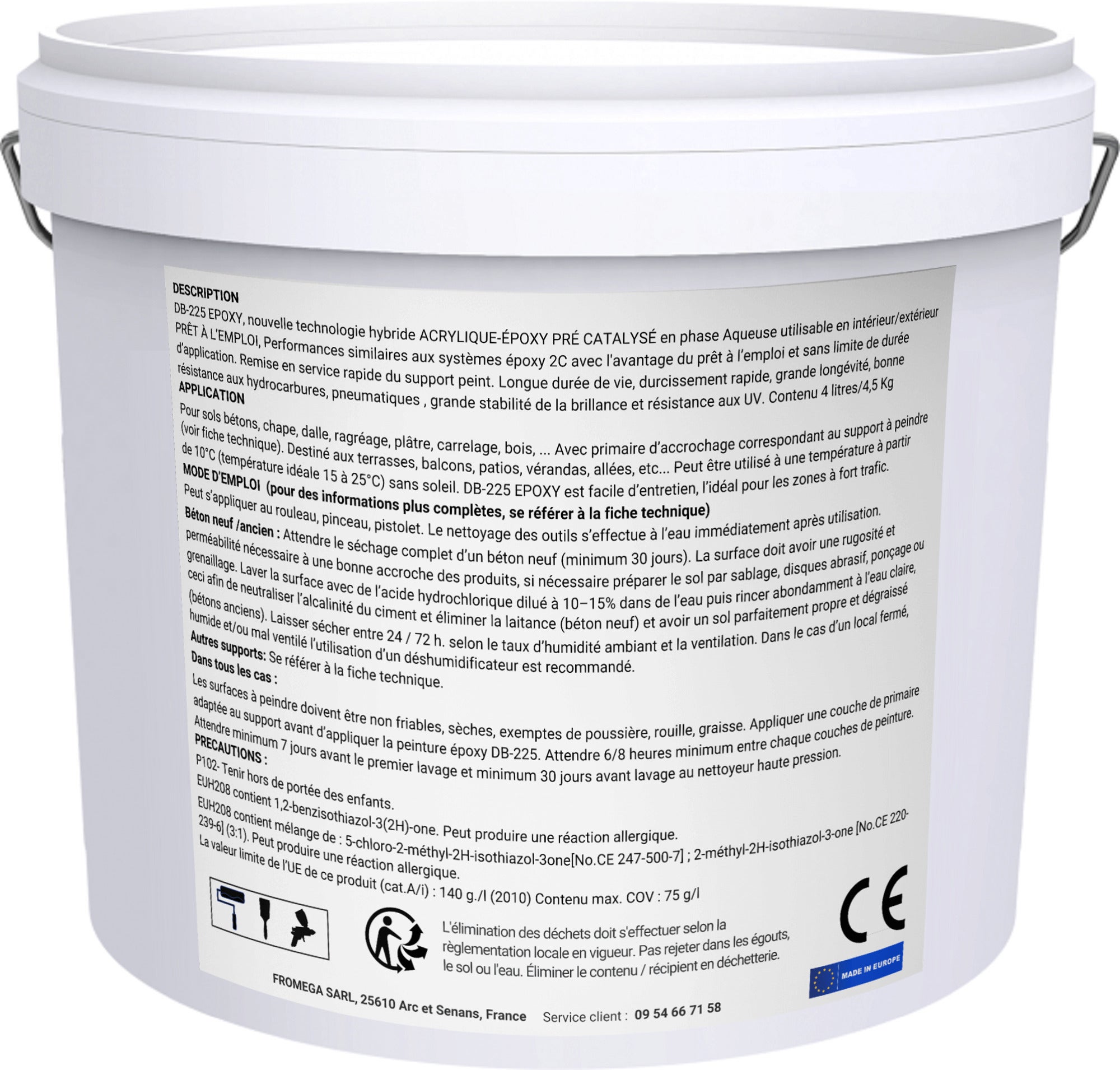 RESINE EPOXY Extérieur Terrasse sol béton - Gris bleuté 4,5KG (30 à 40m²) Prêt à l'emploi - Peinture de Haute résistance - 7
