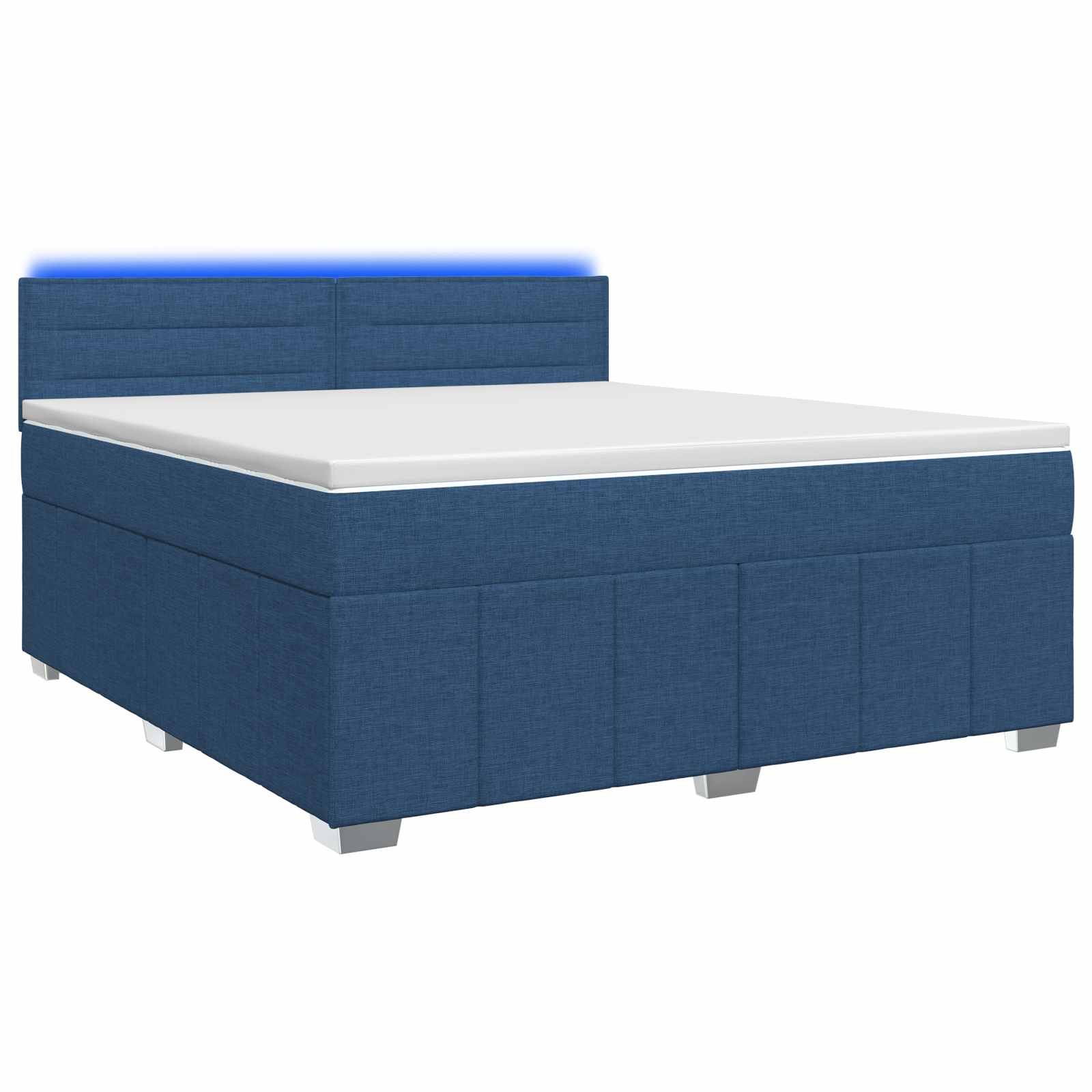Cama box spring con colchón con cabecera Azul 160 x 200 cm Tela | Leroy ...