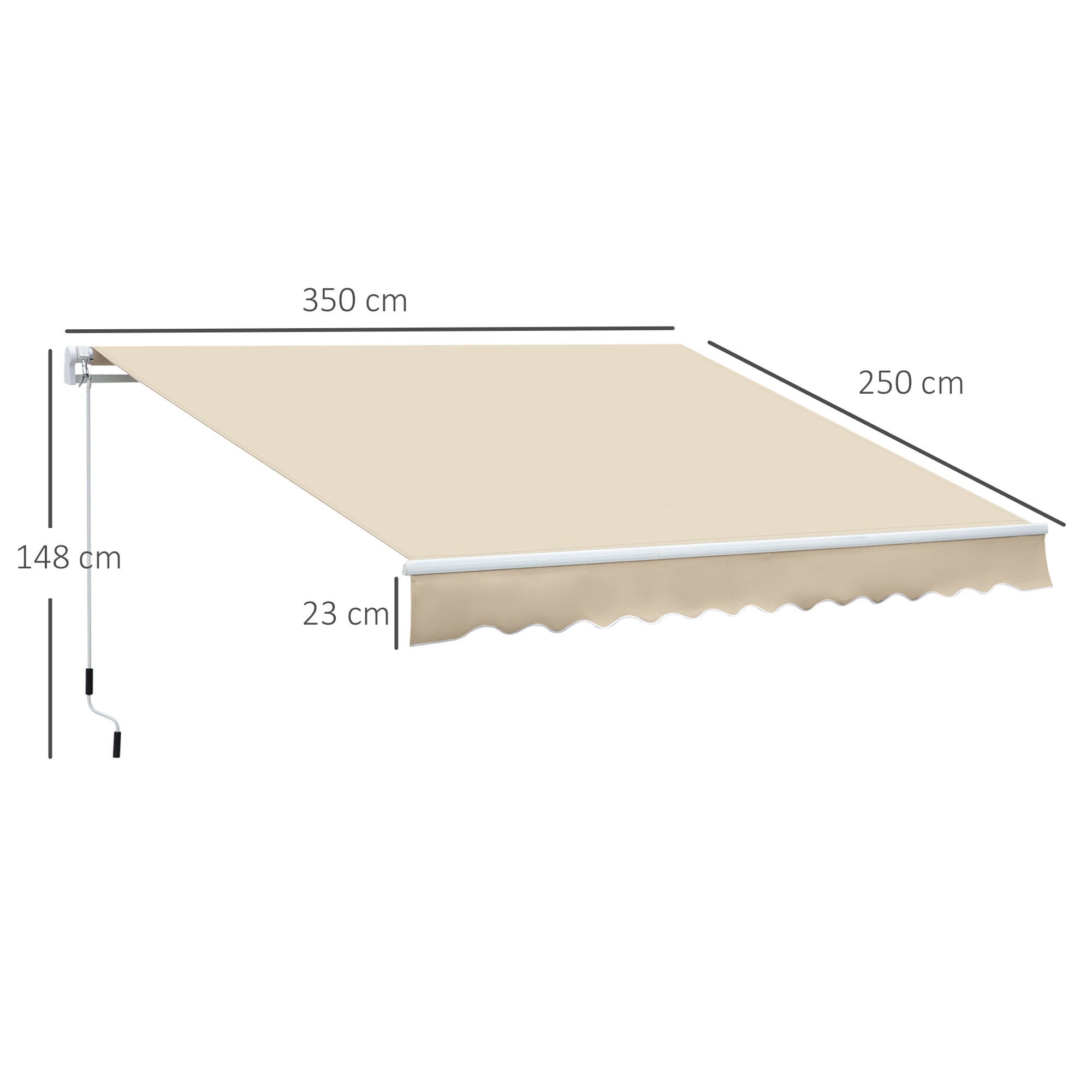 Toldo Manual Retrátil Outsunny em Poliéster Creme 350x250 cm - 3