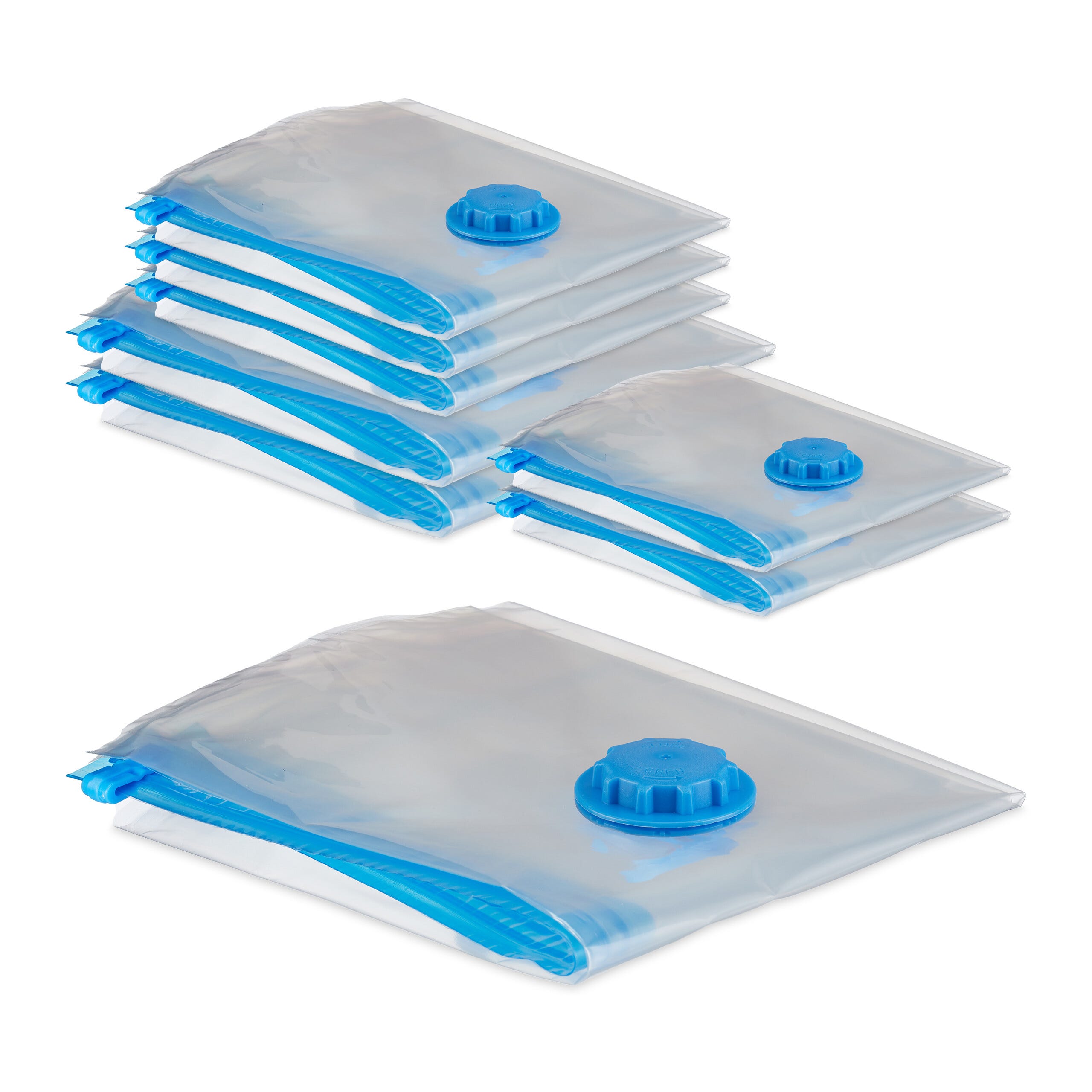 32 sacchetti sottovuoto, a compressione, 3 misure, per vestiti e coperte, con valvola, set trasparente | Leroy Merlin 32 sacchetti sottovuoto, a compressione, 3 misure, per vestiti e coperte, con valvola, set trasparente | Leroy Merlin