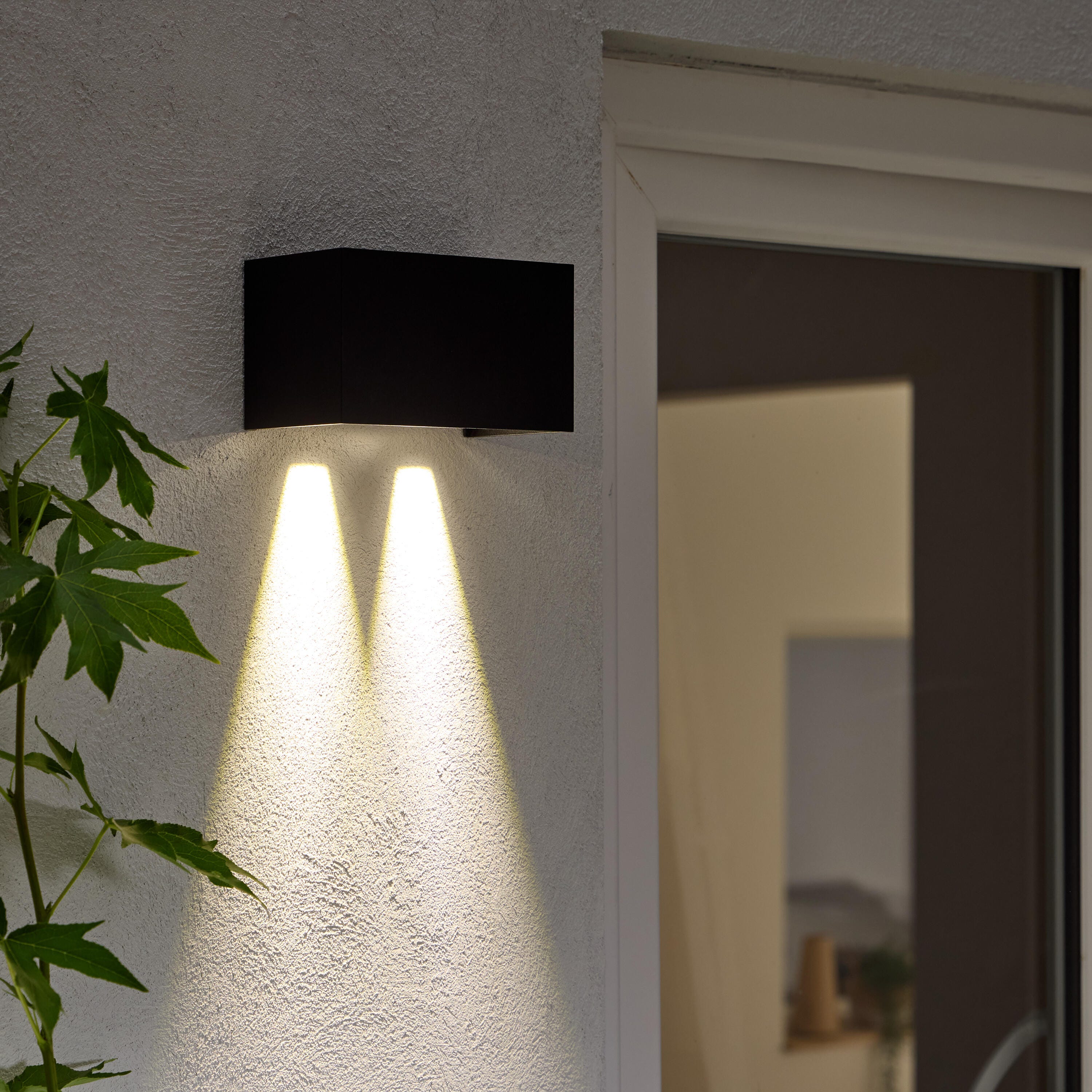 Lampa ścienna zewnętrzna LED ROXBURY z efektami świetlnymi - Prostokątna - 4000K - IP54 - Czarna - INSPIRE