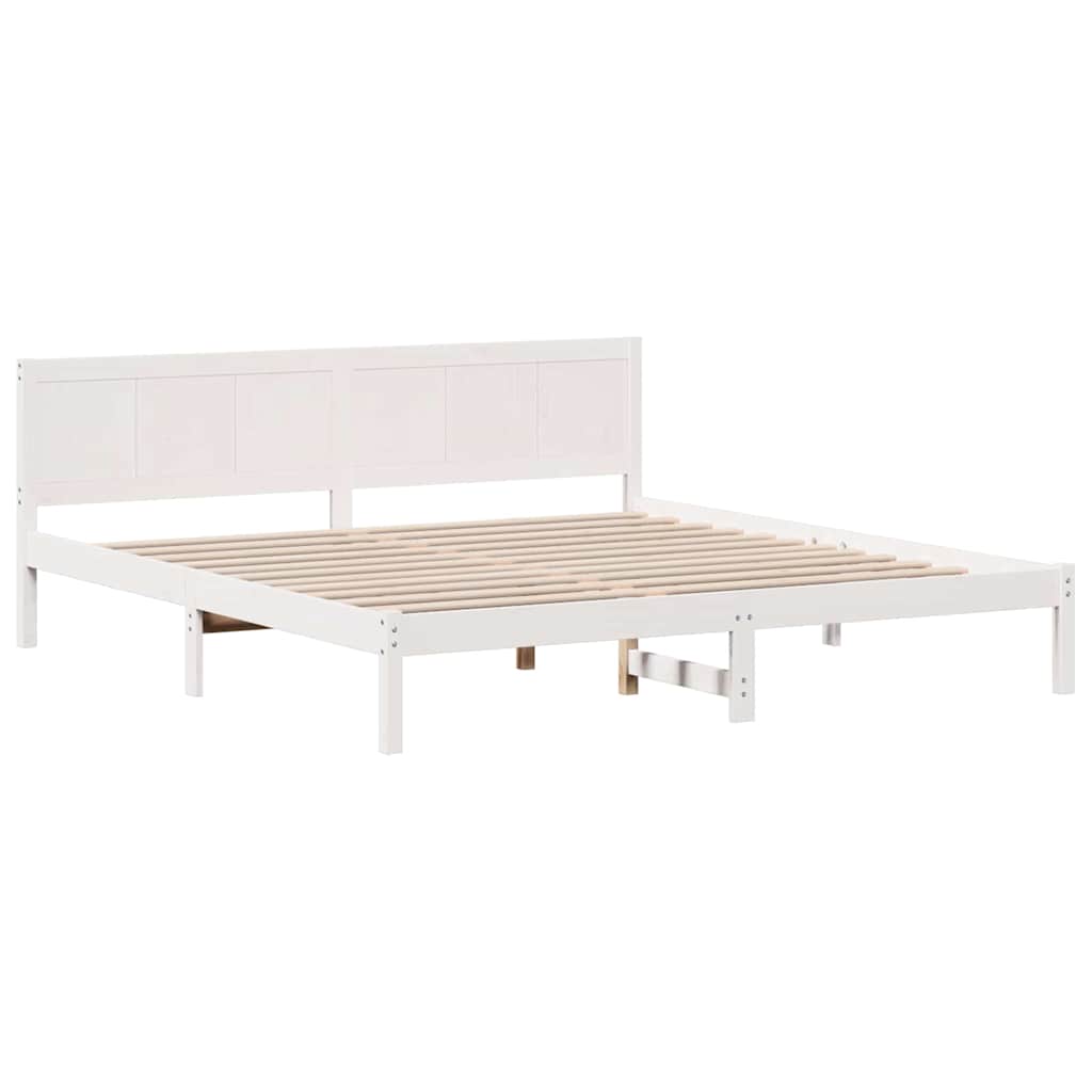 Łóżko Łóżko Drewniane Białe Rama Łózko Ze Stelażem Do Pokoju 180 x 200 cm