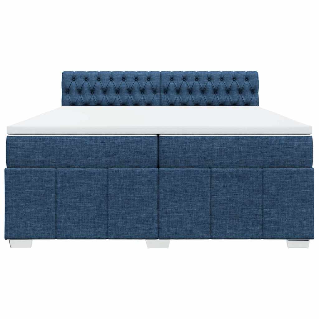 Maison Exclusive - Sommier à lattes de lit avec matelas Bleu 200x200 cm Tissu - 4