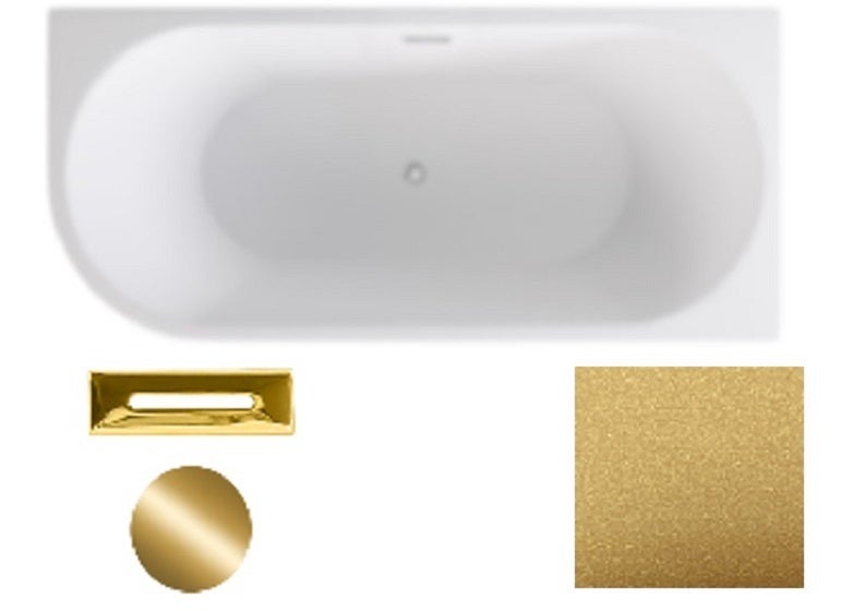 Bañera esquina derecha golden glam con desagüe dorado 150x70 zoya