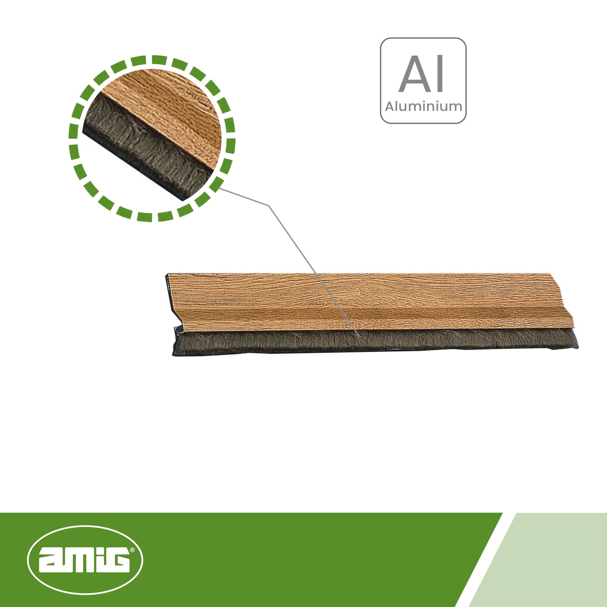 Amig - Burlete para puertas de entrada o de paso | Burlete adhesivo de sobreponer | Cepillo de pelo | Lámina de plástico entre la escobilla | 82 cm | - 3