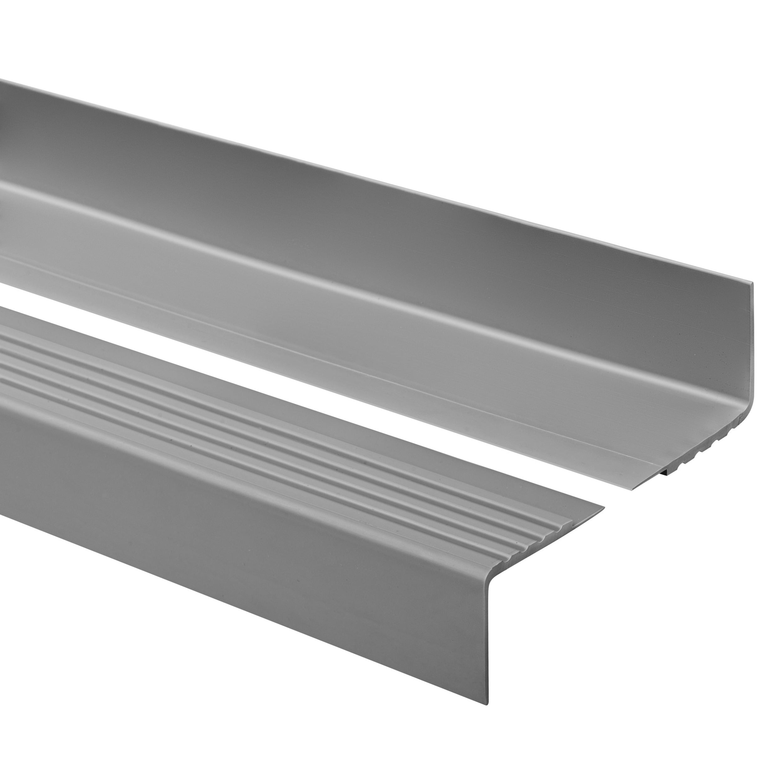 Profil schodowy 40x40 mm PVC na krawędzie stopni antypoślizgowy - 150 cm, ciemnoszary