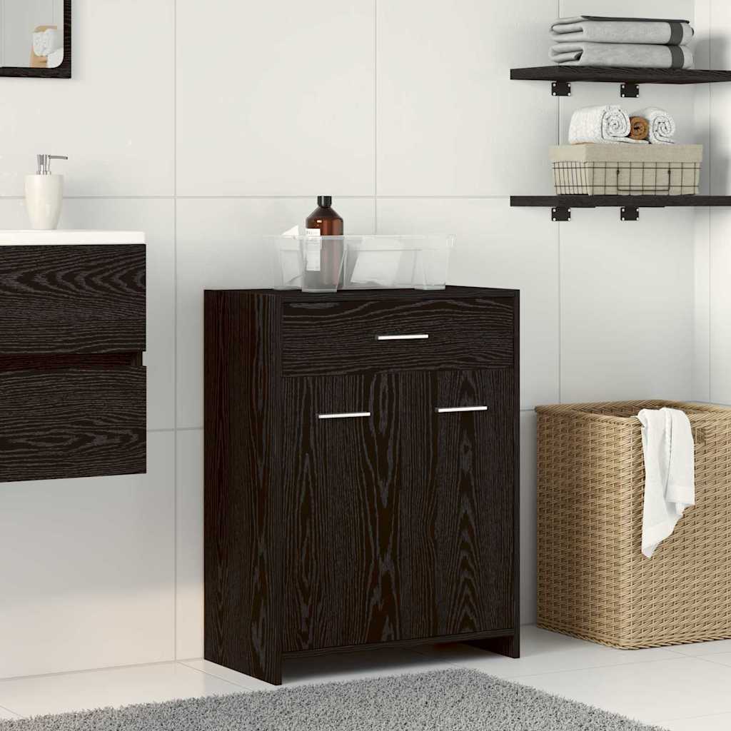 Vidaxl Gabinete De Baño Con Cajón Roble 60 X 33 X 80 Cm Negro , Leroy Merlin