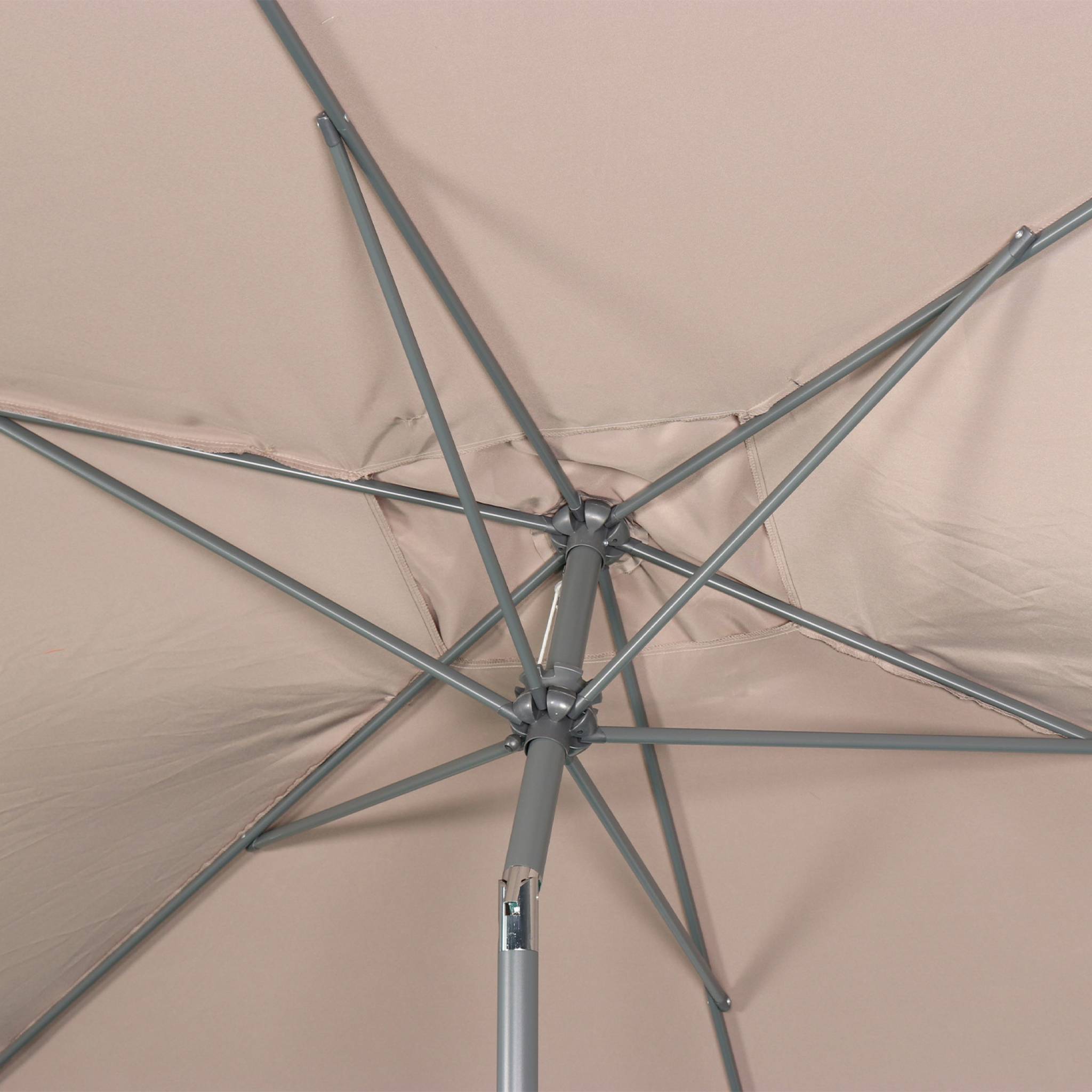Parasol droit rectangulaire 2x3m - Touquet taupe - mât central en aluminium orientable et manivelle d'ouverture - 4