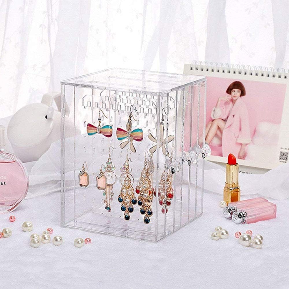Support de Boucle d'oreille Acrylique Boucle d'oreille en Présentoir Rangement Boucles Doreilles Porte Boucles d'oreilles Boîte de Rangement avec 3 Ti - 5