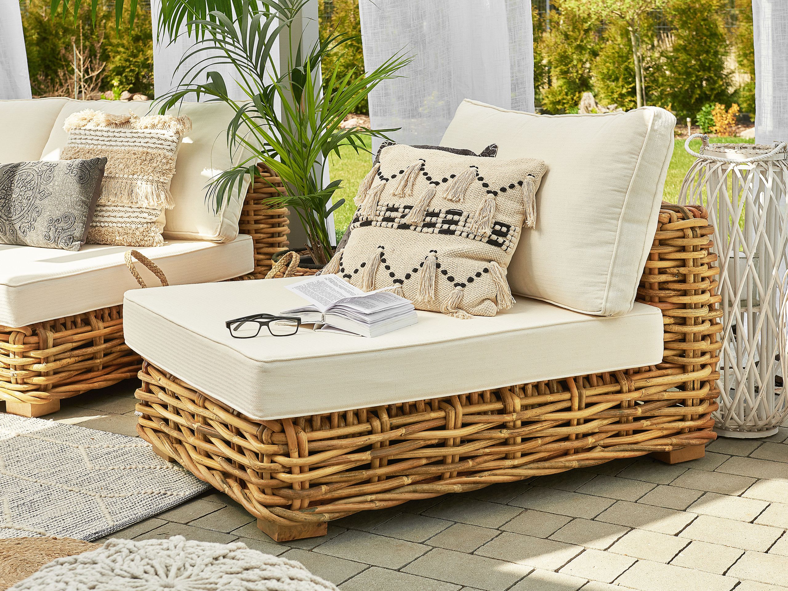 Salon bas de jardin en Rotin Marron 4 personnes - 5