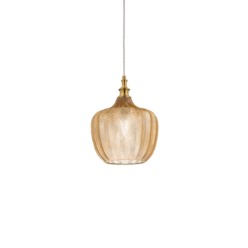 Gea Luce  Cleofe, Lámpara Colgante De Cristal Ámbar Transparente Y Latón, Casquillo 1Xe27, Estilo Vintage, Ip20, 1Xe27 Máx 1X60w, D.24cm, Bombillas Excluidas , Leroy Merlin