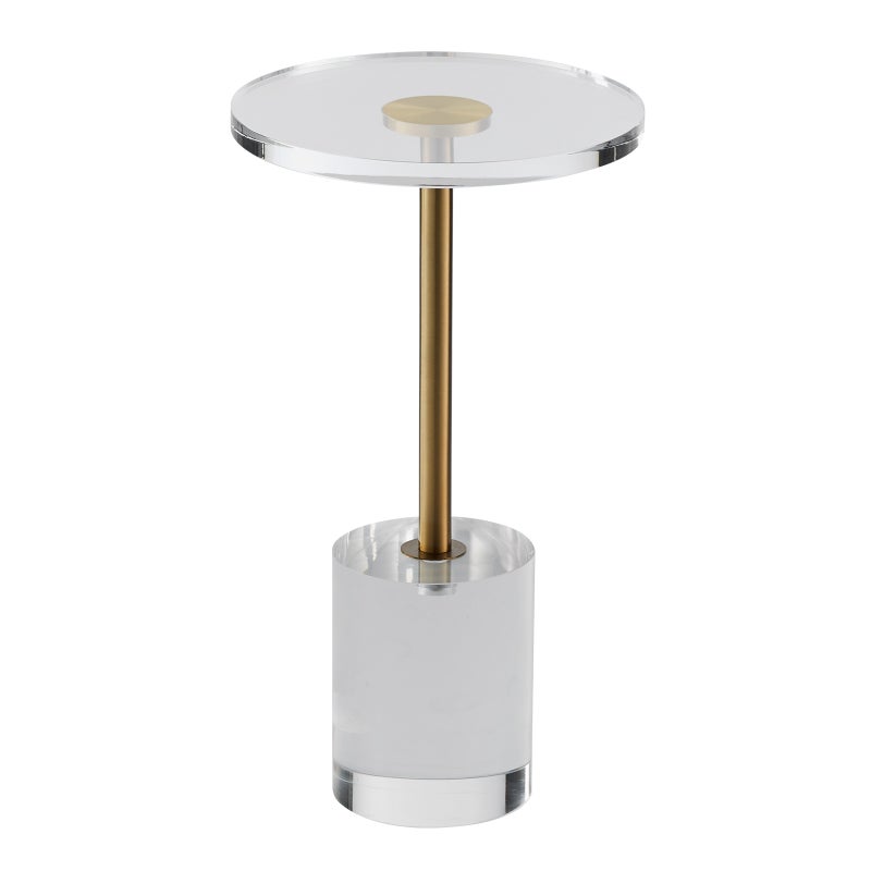 Stolik boczny z przezroczystego akrylu, stolik boczny z akrylu z solidną podstawą, okrągły blat φ302 x 20 mm, wysokość 543 mm, do kawy, napojów, VEVOR