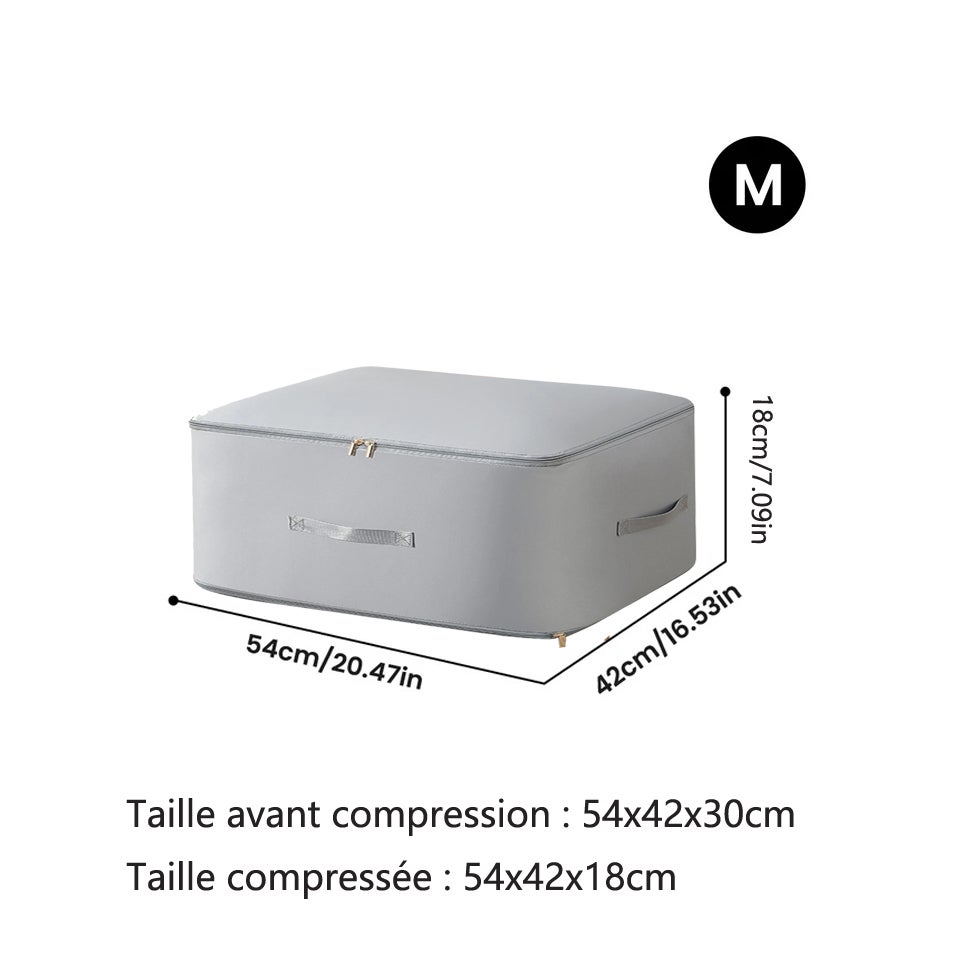 Organiseur auto-compressant ultra peu encombrant, sacs de rangement mobiles pour couettes, vêtements, couvertures (gris, 52 x 42 x 30 cm) - 2