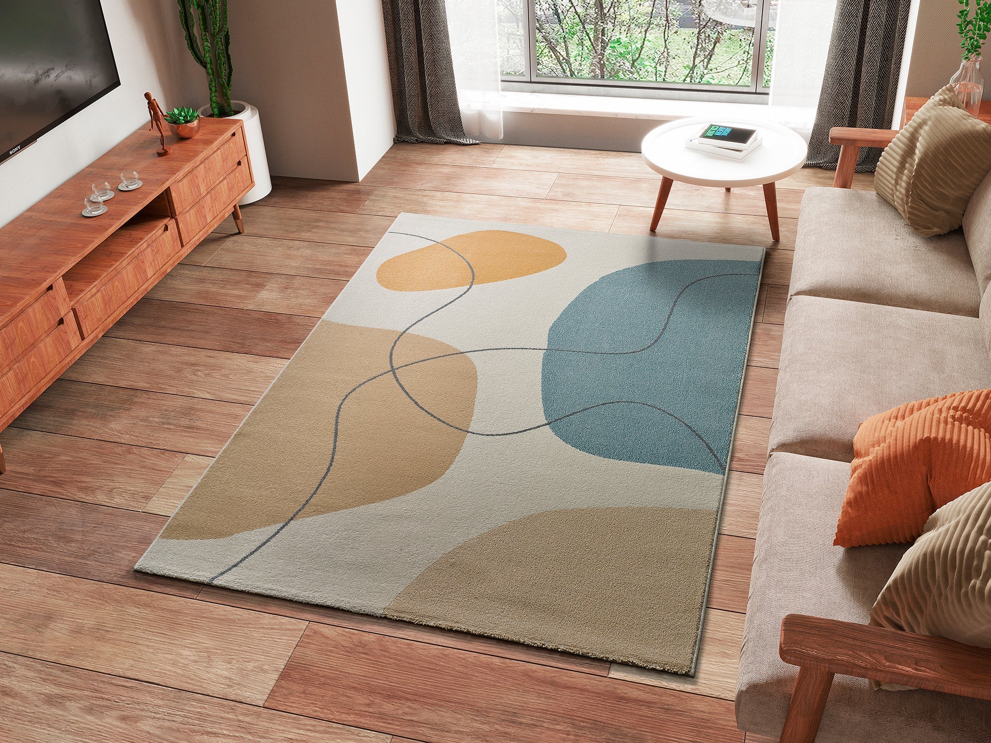 Prostokątny wielokolorowy dywan do wnętrz 140 x 200 cm NEW YORK organiczne kształty - ATTICGO