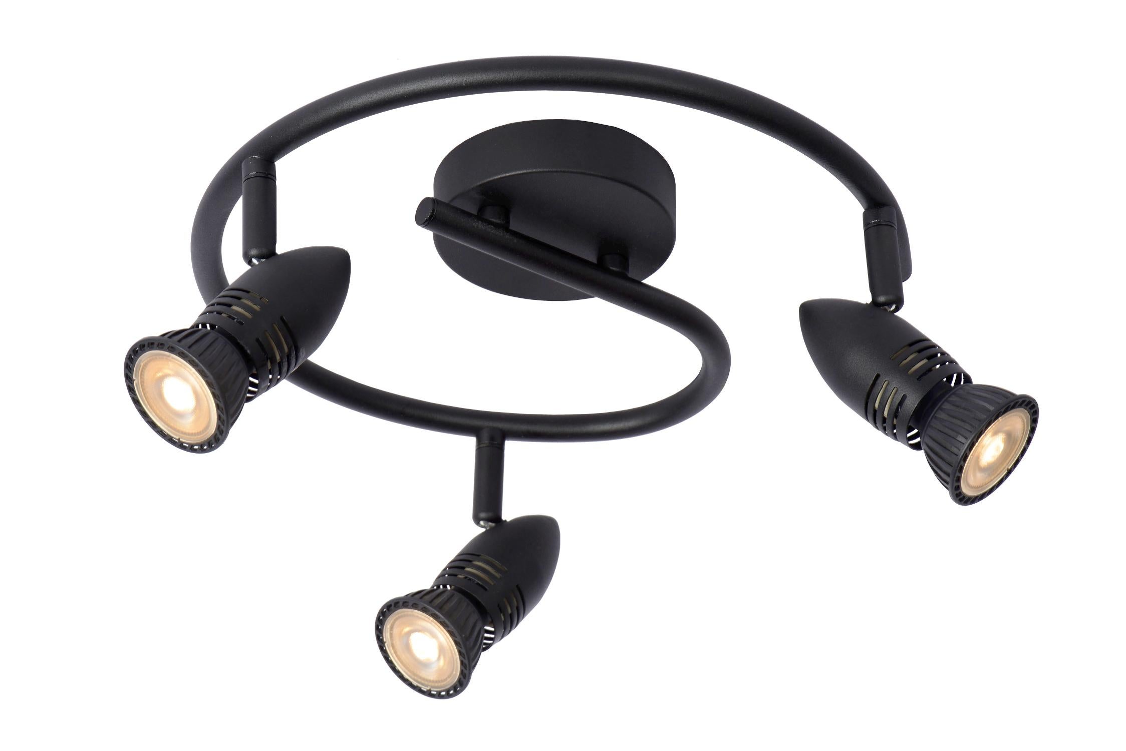 Reflektor sufitowy Spot Caro czarny 3xGU10x5W wym: 13 x 31 x 31 cm IP20 Lucide