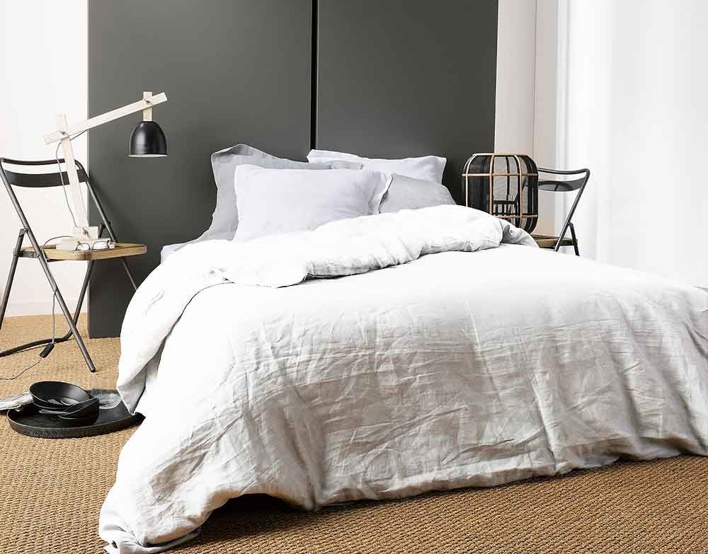 Housse de Couette Unie en Lin - Blanc - 140x200 cm - Lin | Leroy Merlin
