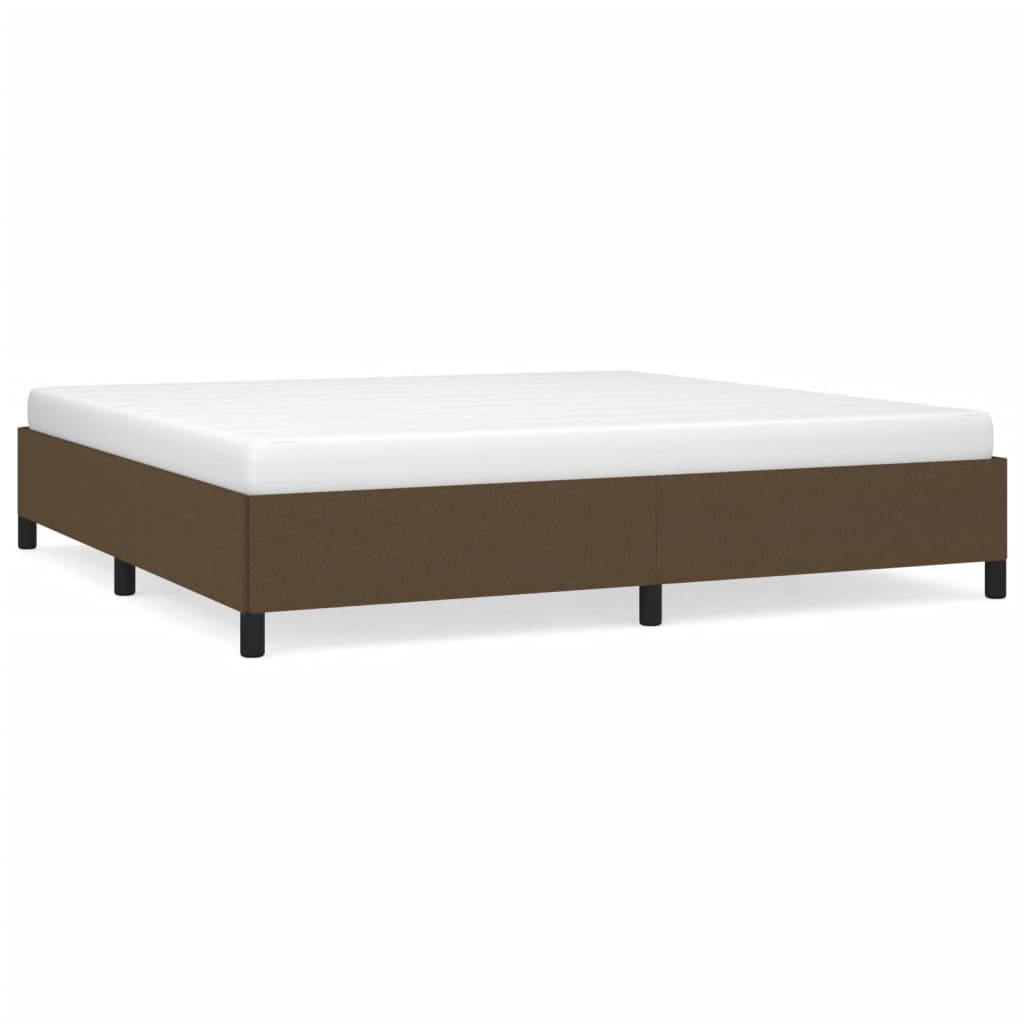 Cadre de lit sans matelas marron foncé 200x200 cm tissu - 2