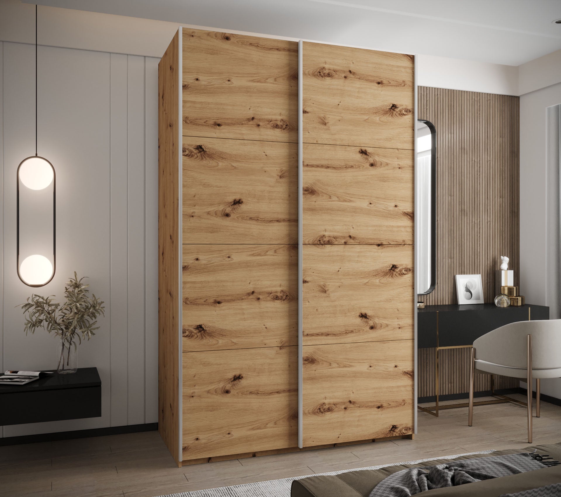 Szafa przesuwna wysoka Lux 1 160 x 64 x 245,5 cm artisan + artisan + u. srebrny - Abiks Meble - 2
