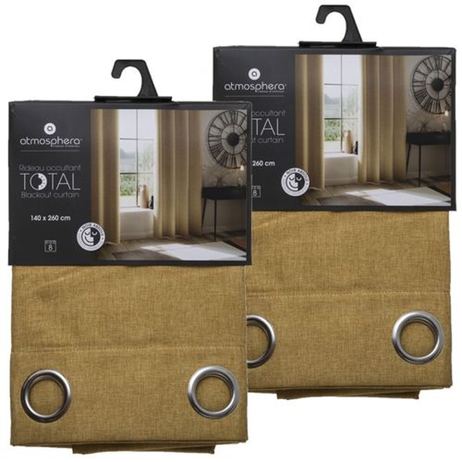 Lot De 2 Rideaux Occultant Rose Poudré 140 X 260 Cm - Rideau