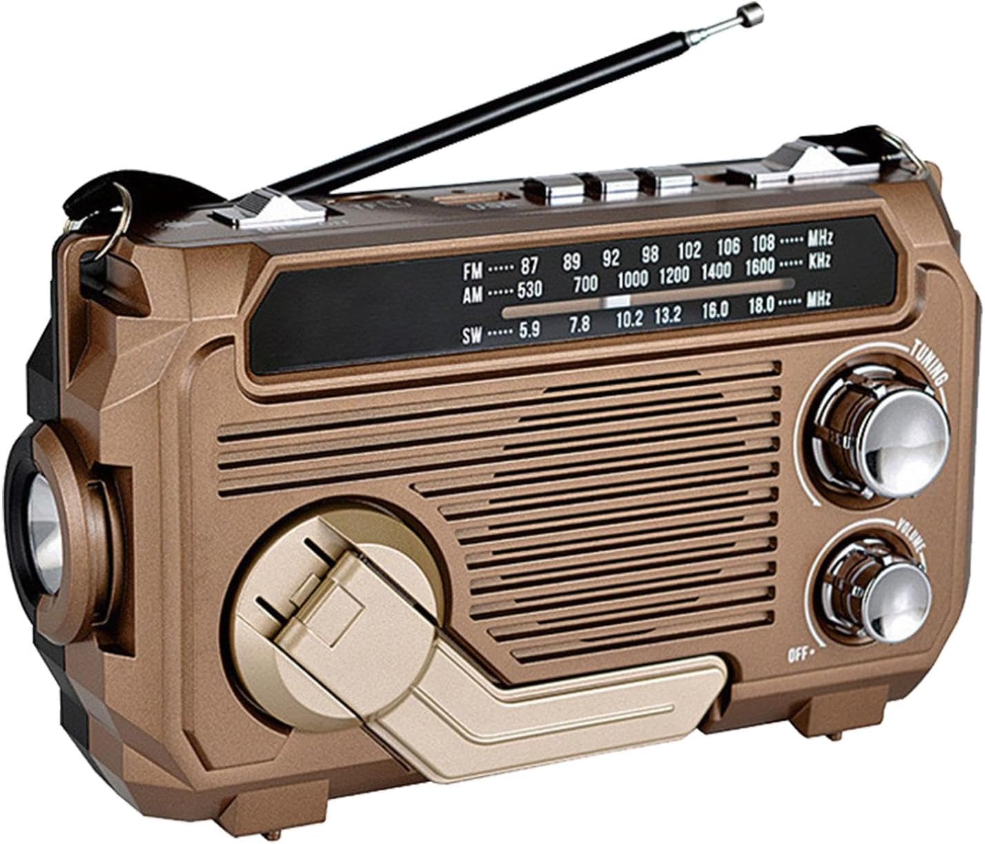 Radio przetrwania zasilane ręcznie energią słoneczną | Bezprzewodowe radio przetrwania zasilane bateryjnie z ładowarką 3-drożną i latarką