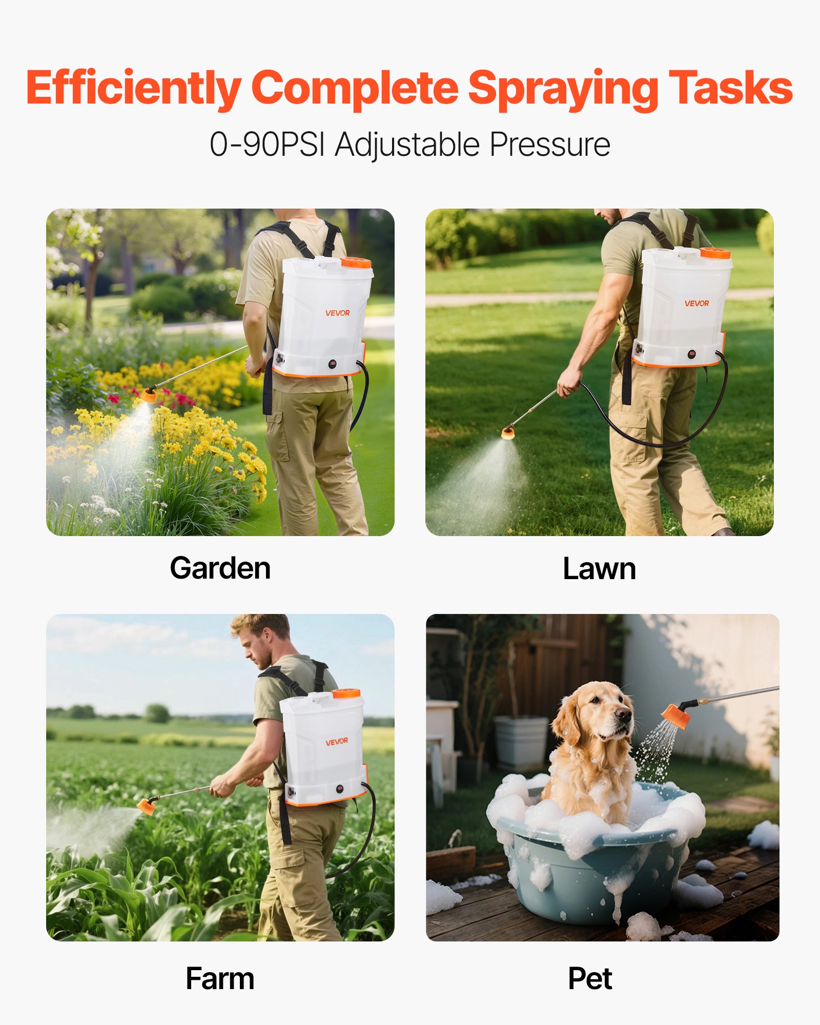 Pulvérisateur à Dos Électrique VEVOR 12L,Réglable 0-6,2 Bar,2 Lances,5 Buses,Batterie 18V 2Ah,Portable pour Jardin,Pelouse,Désherbage - 5