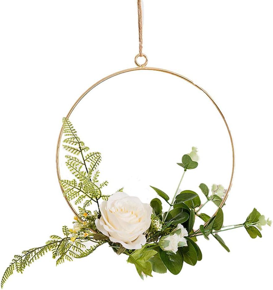 Couronne Fleurs Artificielles Wooloow - Succulentes En Métal Avec Corde - Décoration Murale Salon/Mariage