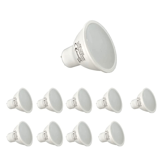 Jandei Lot de 10 ampoules LED GU10 7 W, 650 lumens, lumière blanche froide 6000 K, ampoules à économie d'énergie.