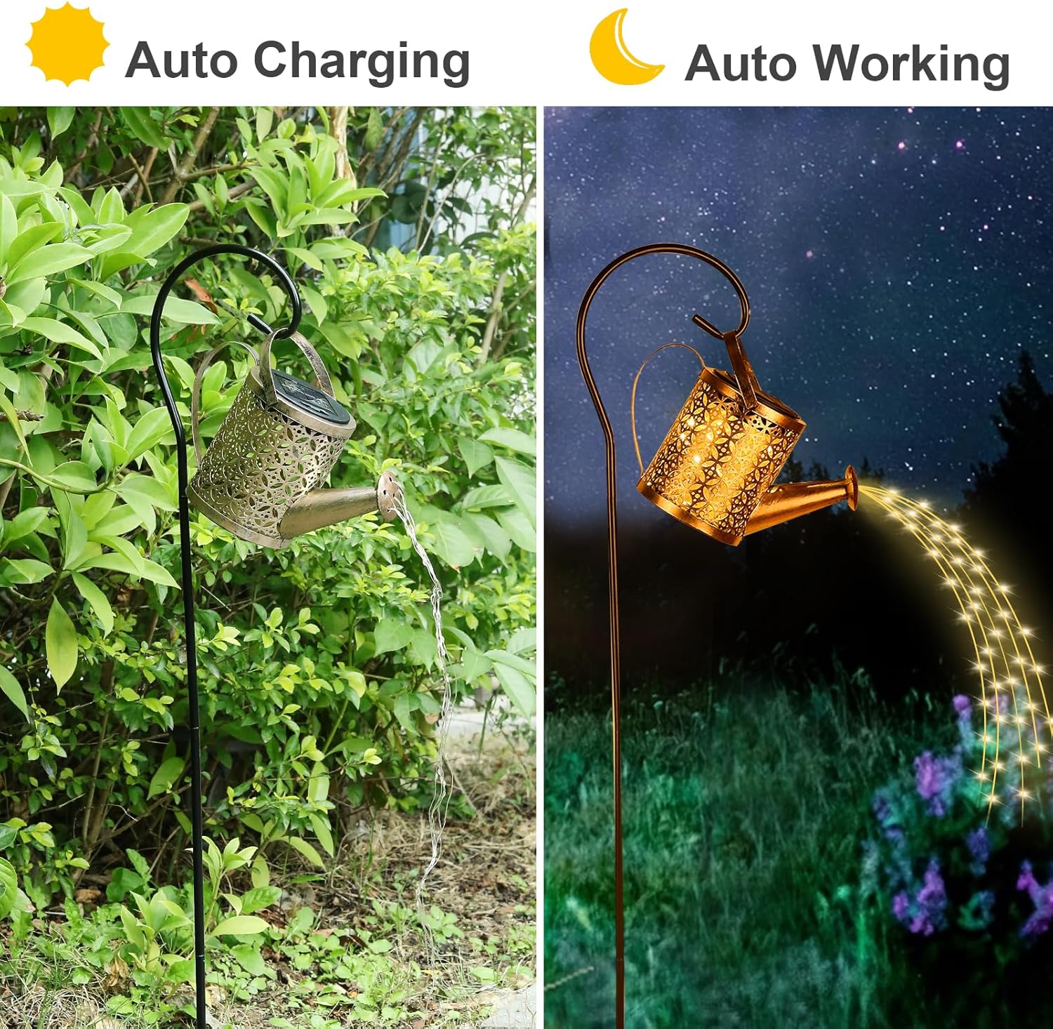 Lampes Solaires En Forme De Père Noël, Arrosoir Avec Ficelle De Suspension, Lanterne De Jardin étanche, Décoration Extérieure Du Père Noël Pour Allée, Terrasse, Pelouse Et Cour (RVB, 3