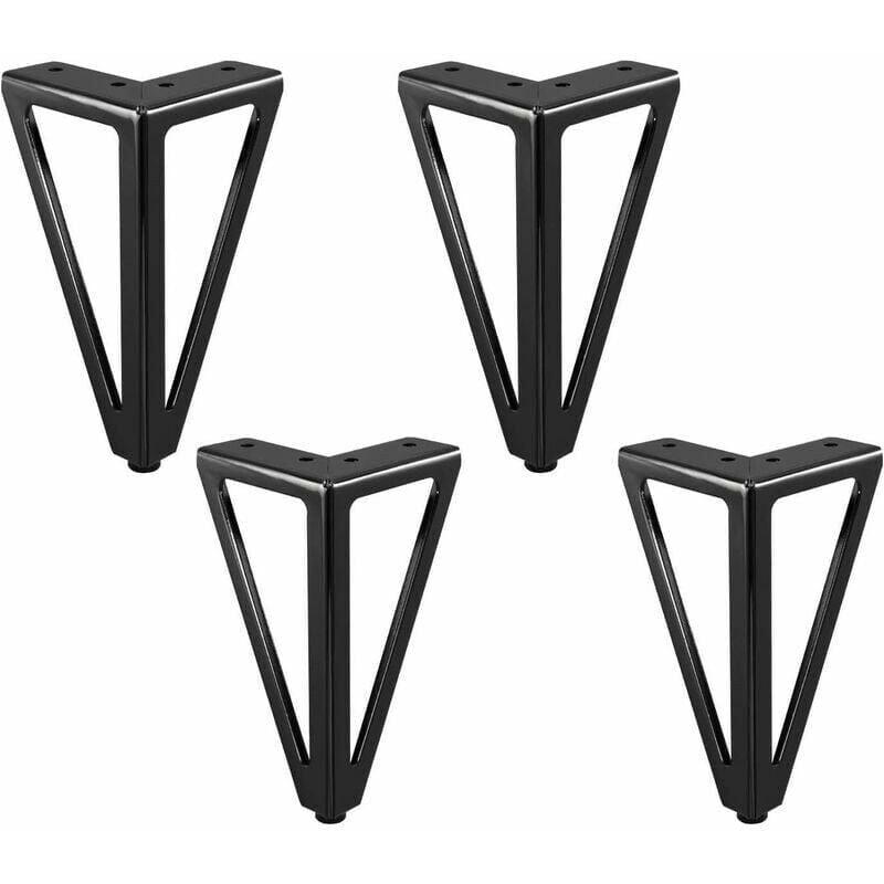 Zestaw 4 metalowych nóżek zamiennych do mebli - Czarne - 15 cm - Do mebli, szafek, szaf, sof, innych nóżek meblowych (15 cm, czarne)