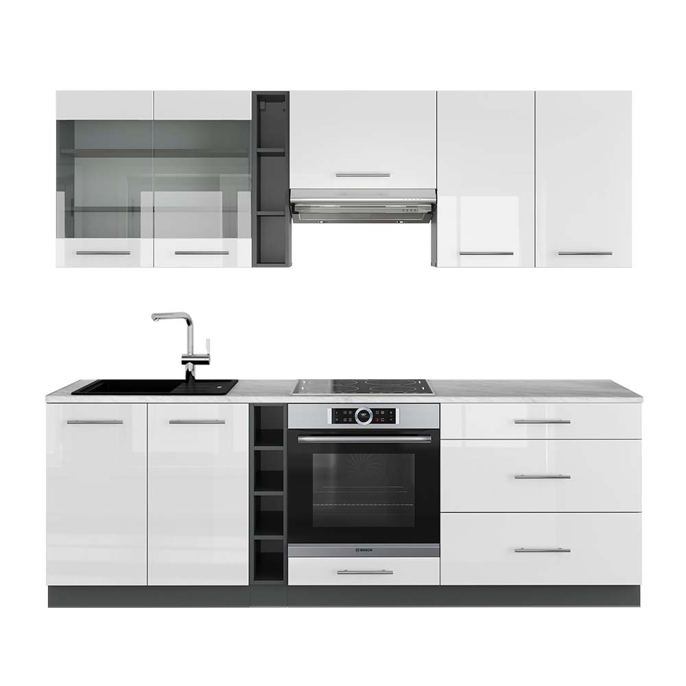Vicco Szafka kuchenna Fame-Line, Biały wysoki połysk/antracyt, 235 cm , BP Marmur