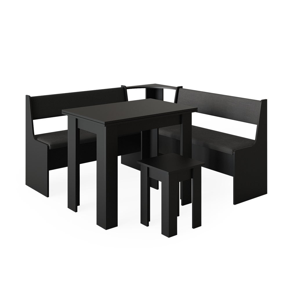 Vicco Grupa ławek narożnych Roman, Czarny, 150 x 150 cm z tabelą