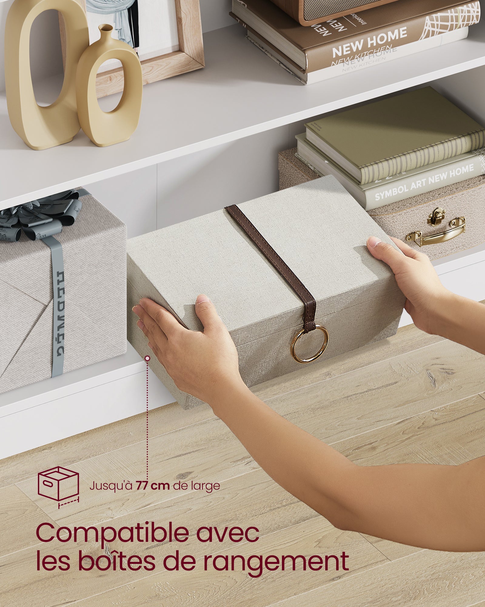 Bibliothèque, Étagère à 3 Niveaux, Meuble de Rangement, avec Étagères Réglables en Hauteur, 80 x 24 x 93 cm, Blanc - 4