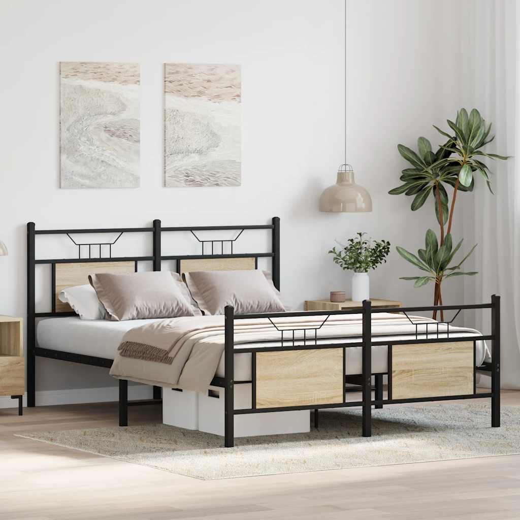 Cama de casal | Cama de adulto | Estrutura cama s/ colchão derivados de madeira carvalho sonoma CFW845088 - 5