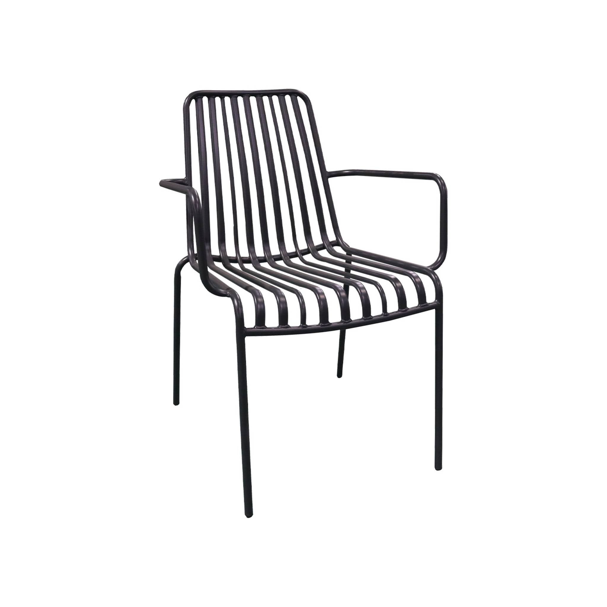 Lot de 2 fauteuils de jardin FLORIDA anthracite empilable en acier. L 59 x P 53.5 x H 78 cm FLORIDA - 5