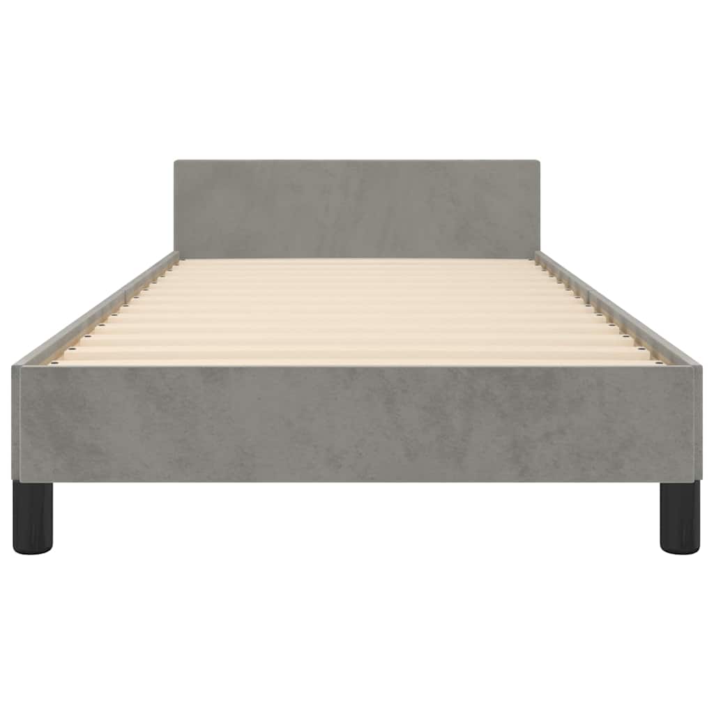 Cadre de lit sans matelas gris clair 100 x 200 cm en velours - 6