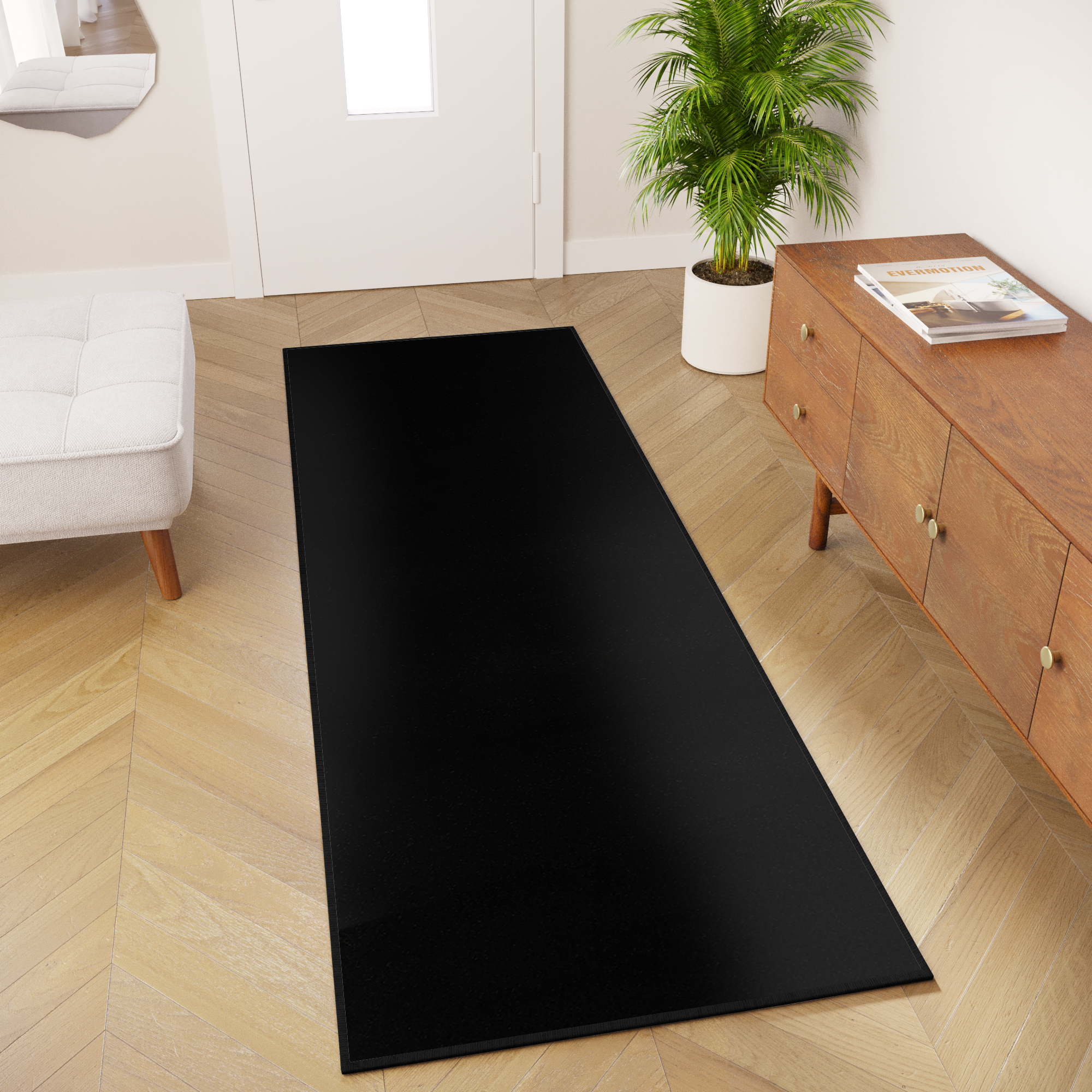 Tapiso mono alfombra de pasillo corredor entrada de pelo bajo moderna negro uni interior exterior oeko-tex 90 x 1500 cm