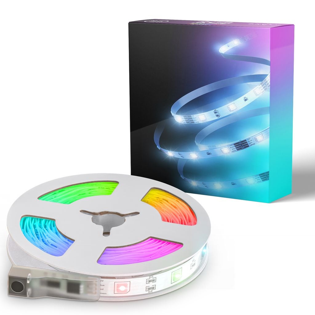 Bande LED RGB USB 3m avec télécommande - IP20 - 3.000x10mm - Blanc - 90 ...
