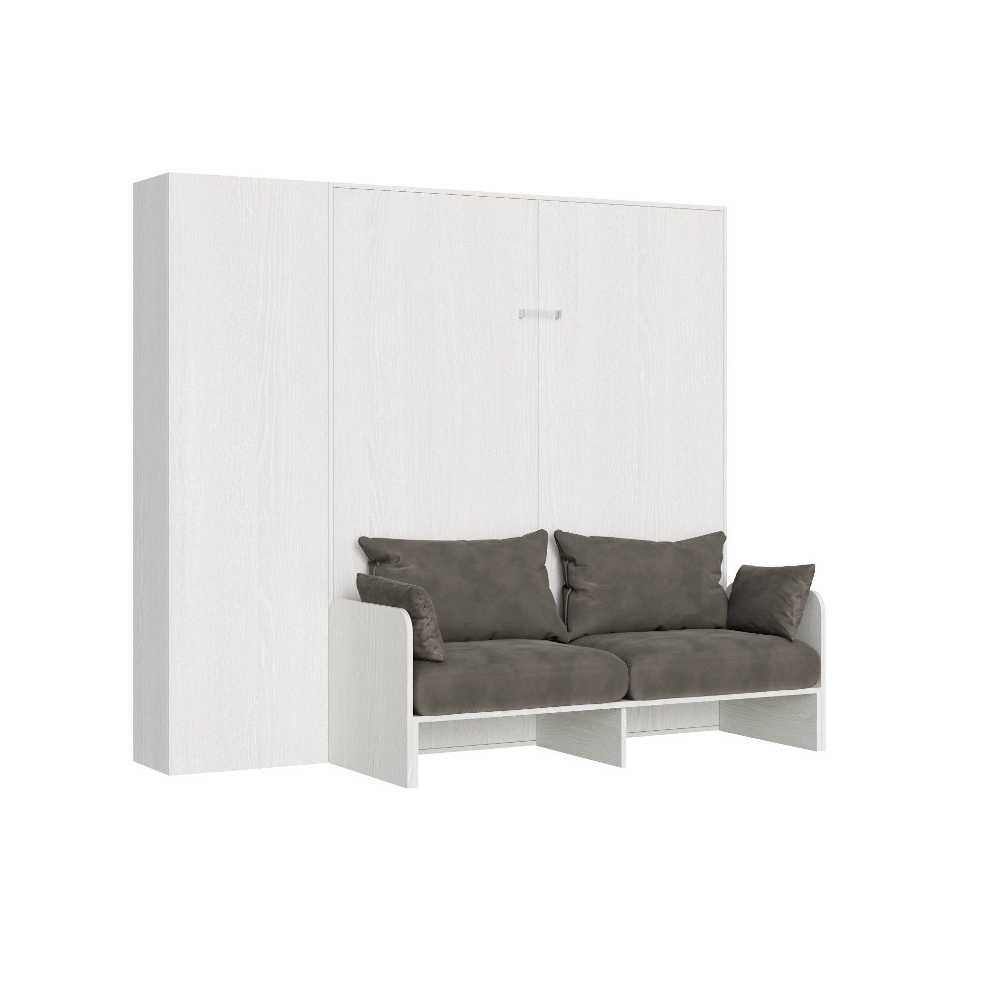 Sofa dwuosobowa Kentaro White Ash z kolumną po lewej i prawej stronie