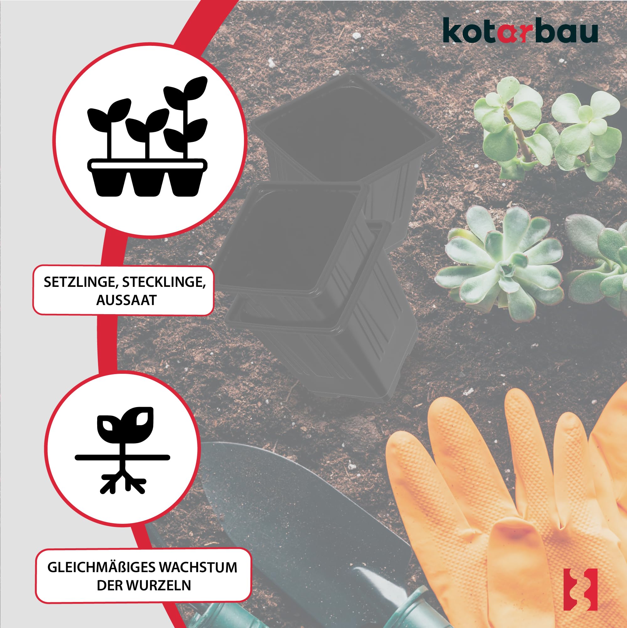 Doniczki rozsadowe kwadrat 9 cm zestaw 9 szt. - KOTARBAU - 5