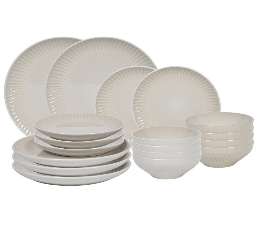Platos de comedor 18 piezas crema brillante