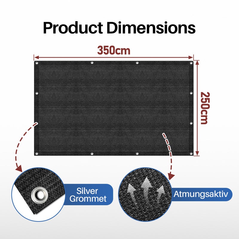 Tapis de tente camping Tapis d'extérieur 250X350cm Noir - 2