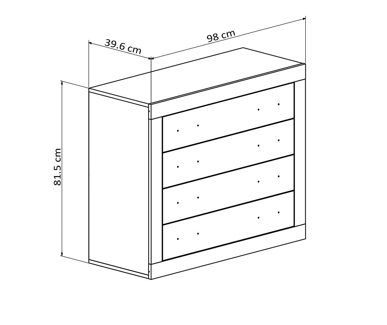 Comoda Kiara de 4 Cajones Cambria y Blanco 98x82 cm - 4