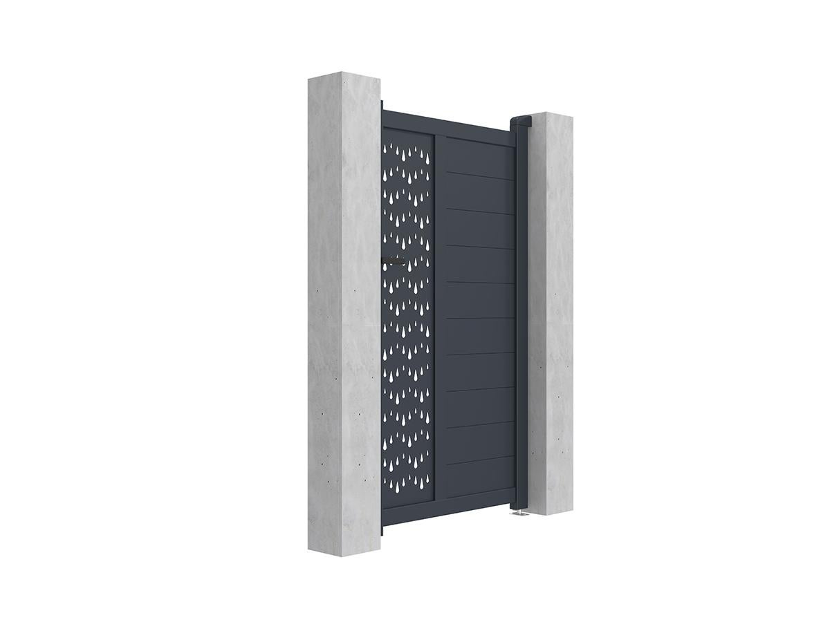 Portillon battant aluminium semi plein à motifs L103 x H180 cm anthracite GREGOR - 8