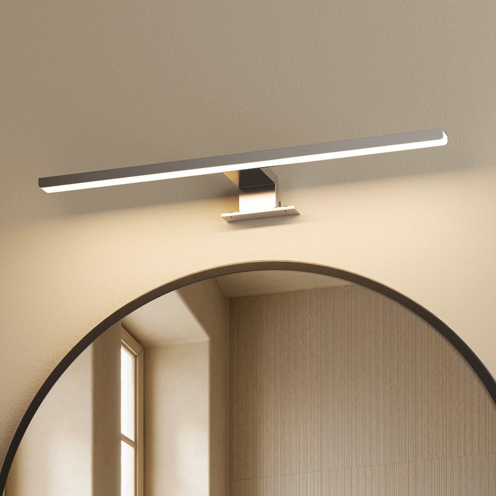 EMKE Kinkiet łazienkowy LED L.40 cm – lampa lustrzana LED do łazienki 8W, neutralna biel 4200K, IP44, chrom